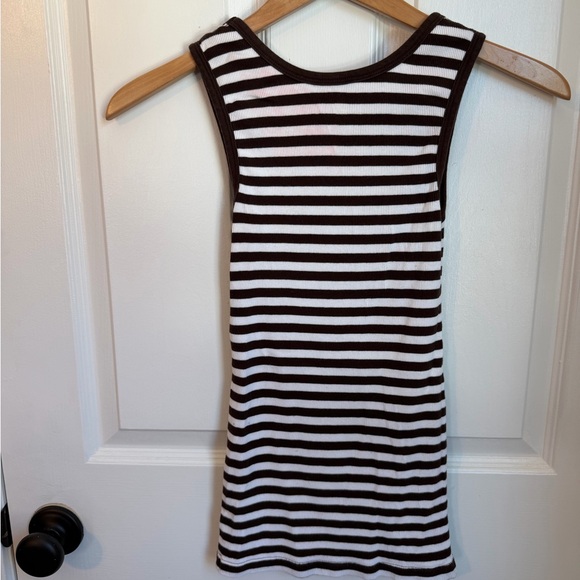 3/$21 | GAP Striped Ribbed Tank Tops, Set of 2, Medium, Gray and Brown Stripe - Picture 9 of 9